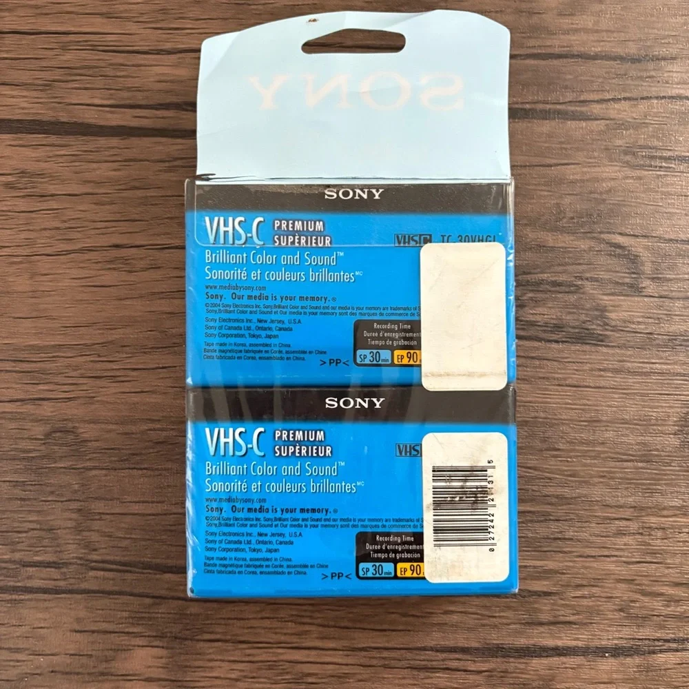 Pack Of‎ 2 Sony 30 Min VHS-C Premium Grade Blank Camcorder Videocassette Tapes